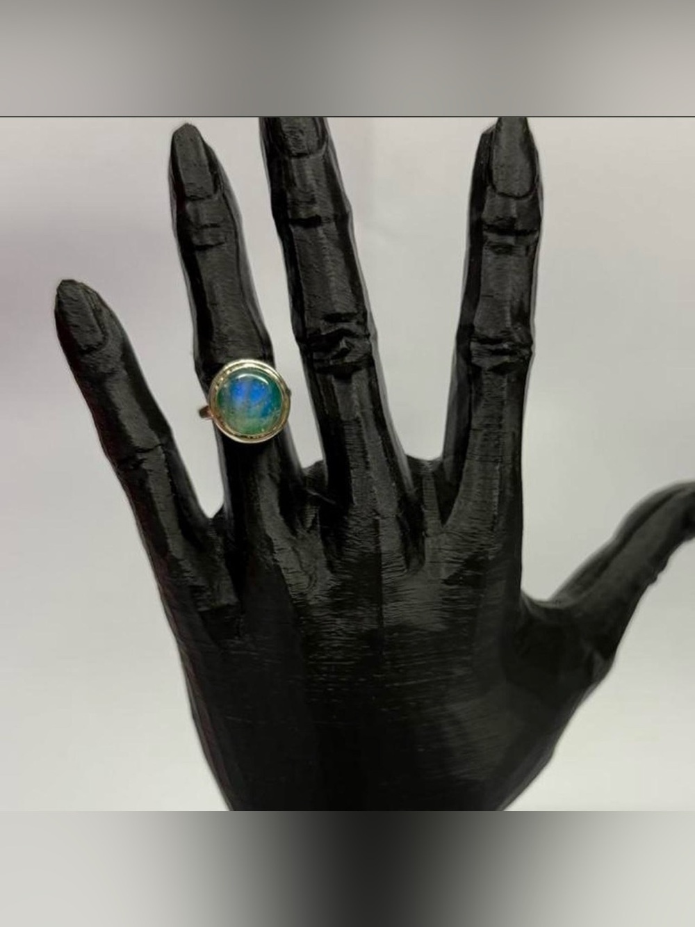 Sterling Silver Blue-Green Moonstone Ring - Women Jewelry - Picture 1 of 8